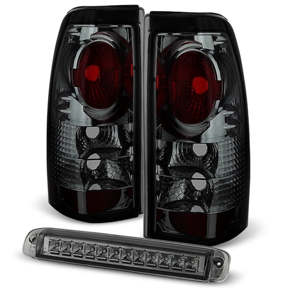 AKKON - For 1999-2002 Chevy Silverado 1500 2500HD 3500 99-06 GMC Sierra Smoke Tail Lights Smoked LED 3Rd Brake Lamps