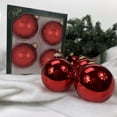 thumbnail image 4 of Glass Christmas Tree Ornaments - 80mm / 3.25" [4 Pieces] Designer Balls from Christmas By Krebs Seamless Hanging Holiday Decor (Christmas Red), 4 of 8