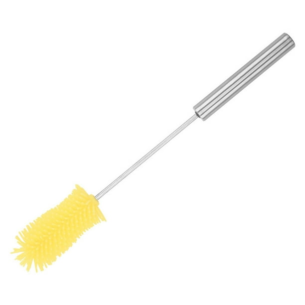 Billuyoard Cepillo de limpieza de tazas, prensa de cocina, fregador de botellas para beber café, cabezal de silicona, suministro de fregado de vidrio para Cocina y Comedor Amarillo