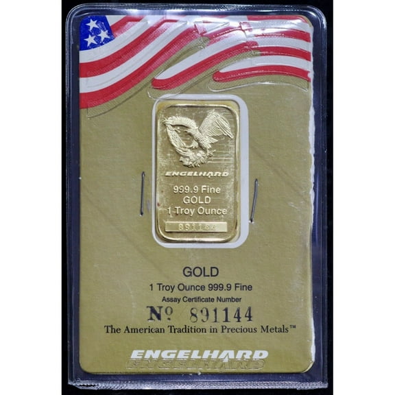 Vintage Engelhard 1 oz Gold Bar .9999 Fine Eagle Design Sealed In Assay