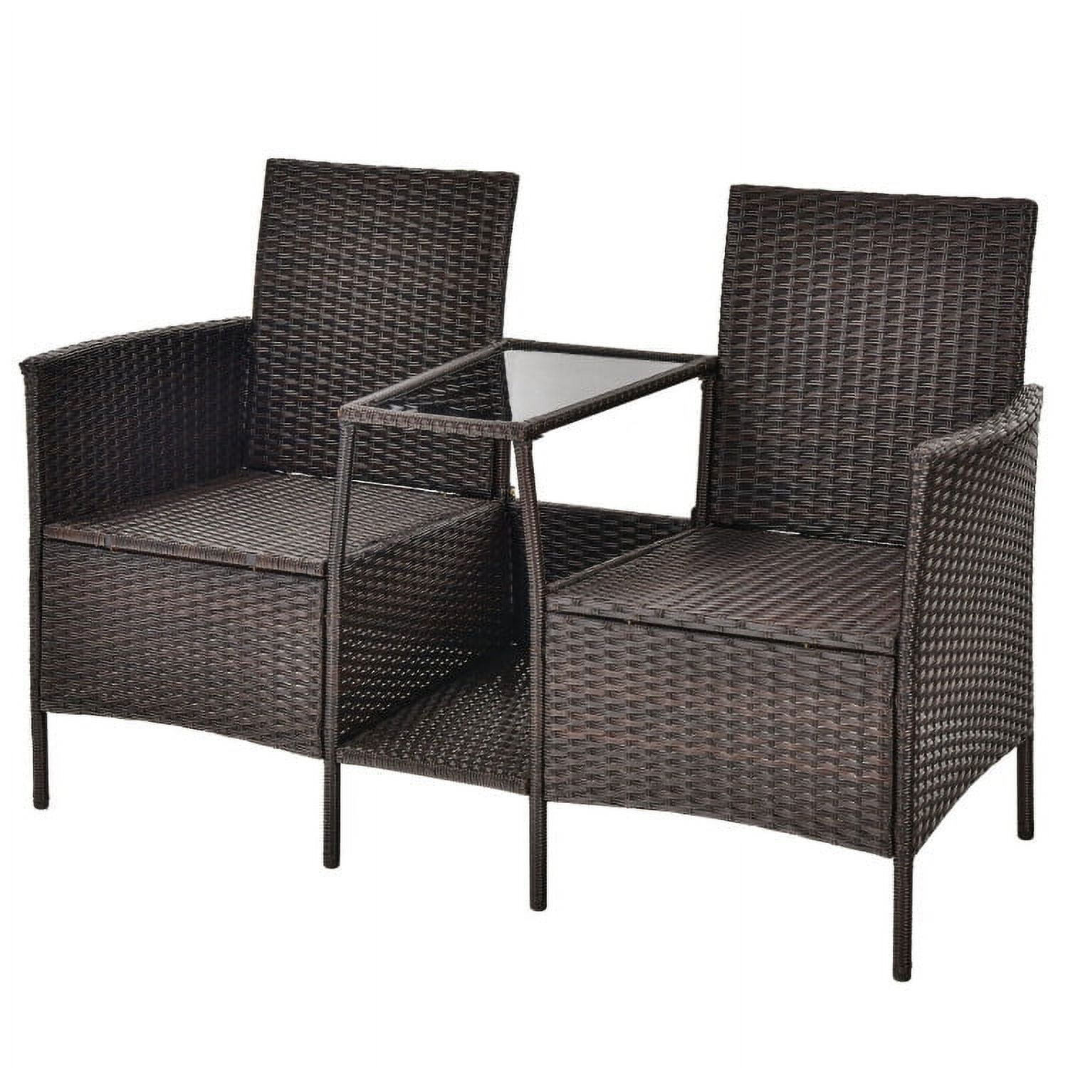 Aimee Lii Rattaner Outdoor Patio Furniture, Patio Rattan Wicker Conversation Set Sofa Cushioned Loveseat Glass Table, Turquoise Aimee Lii Rattaner Outdoor Patio Furniture, Patio Rattan Wicker Conversation Set Sofa Cushioned Loveseat Glass Table, Turquoise