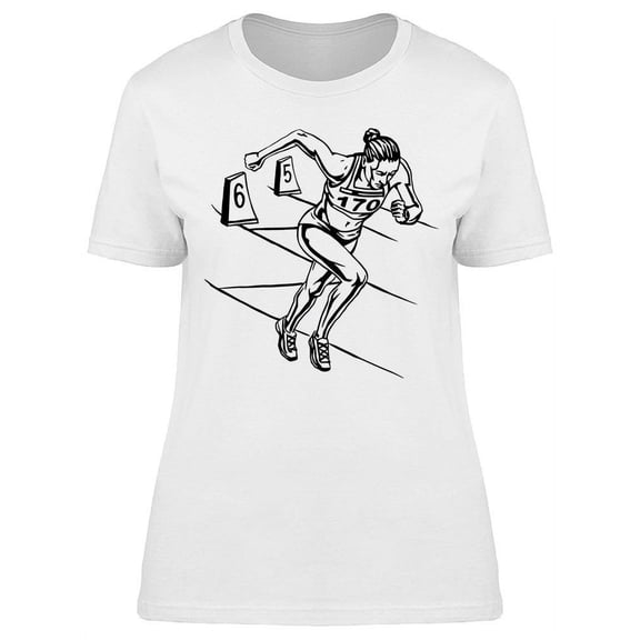 Athlete Girl Running Sketch T-Shirt Women -Image by Shutterstock, Female Large