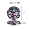 thumbnail image 2 of Round Ceramic Car Coasters 2 Pack Absorptive Clean Cork Bottom For Anti-Slip Use On Most Cars Festive Cute Sugar Skulls (2), 2 of 8