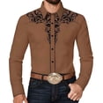 thumbnail image 6 of Retro Western Cowboy Shirts for Men Long Sleeve Button Down Shirt Embroidered Spring Summer Slim Fit Tops Gold XXXL, 6 of 7