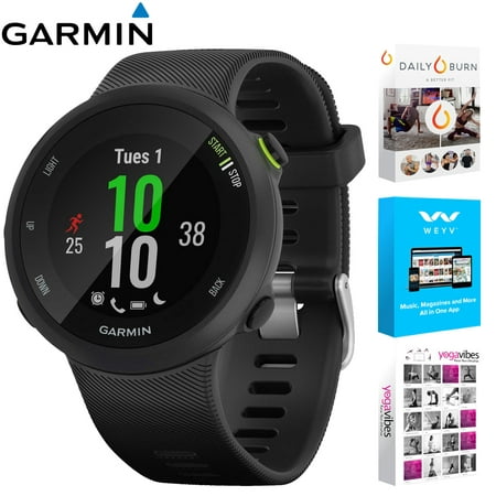 Garmin 010-N2156-05 Forerunner 45 GPS Heart Rate Monitor Running Smartwatch (Black) - (Renewed) Bundle With Fitness & Wellness Suite (WEYV, Yoga Vibes, Daily Burn)