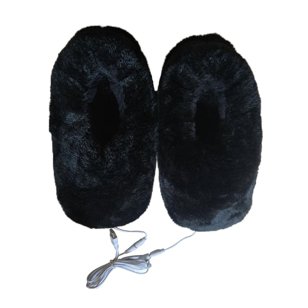Zapatillas calefactables USB desmontables de 36-46 yardas con almohadilla térmica lavable para aliviar el frío. marrón