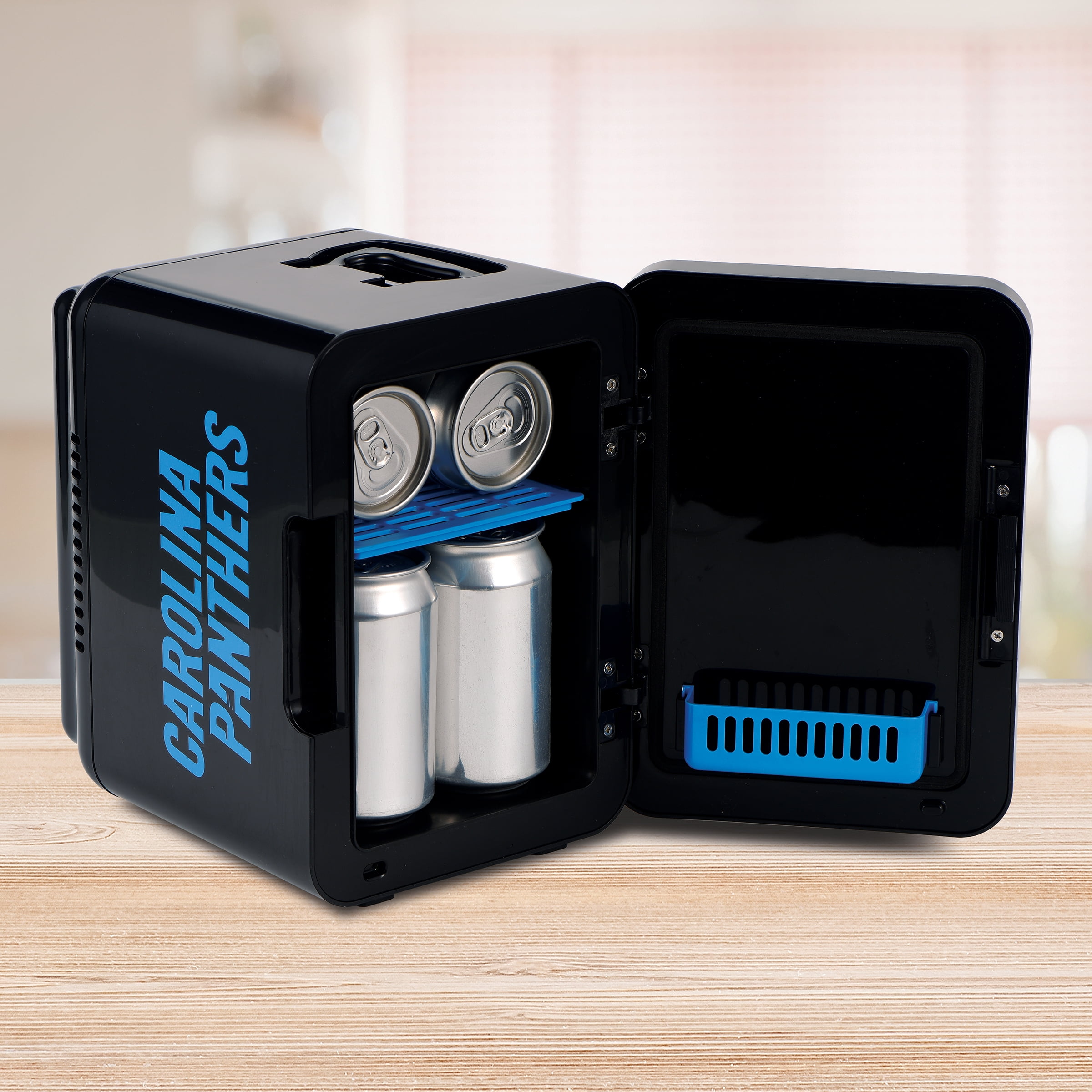 NFL Carolina Panthers Mini Fridge, Black, 4L, 6 Cans