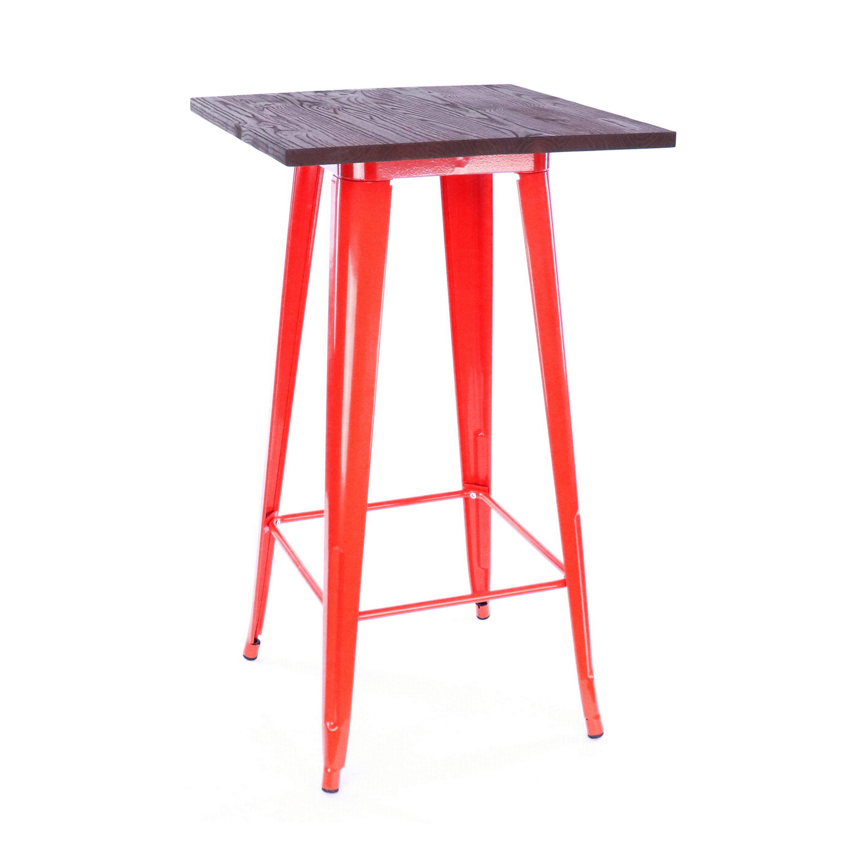 Dreux Glossy Red Elm Wood Steel Bar Table 42 Inch