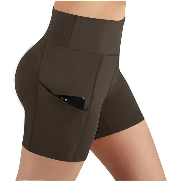 TaTaai Women's High Waisted Yoga Shorts with Pockets Butt Lifting Scrunch Leggings Stretchy Running Gym Workout Non See Through Tummy Control Gift