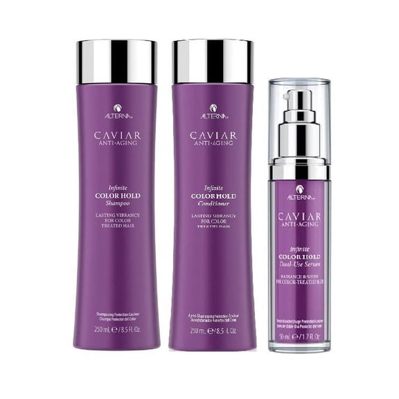 Alterna Caviar Infinite Color Hold Trio: Shampoo 8.5oz Conditioner 8.5 oz and Dual Use Serum 1.7 Fl. Oz