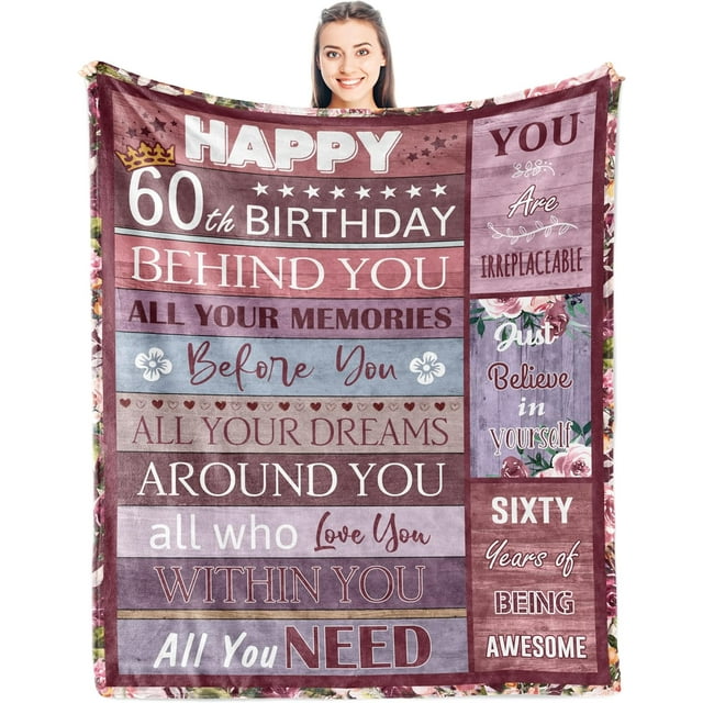 LHSHID Best 60th Birthday Gifts for Women Happy 60th Birthday Decorations Women 60th Birthday Gift Ideas 60 Year Old Gifts Blanket 40"x50"