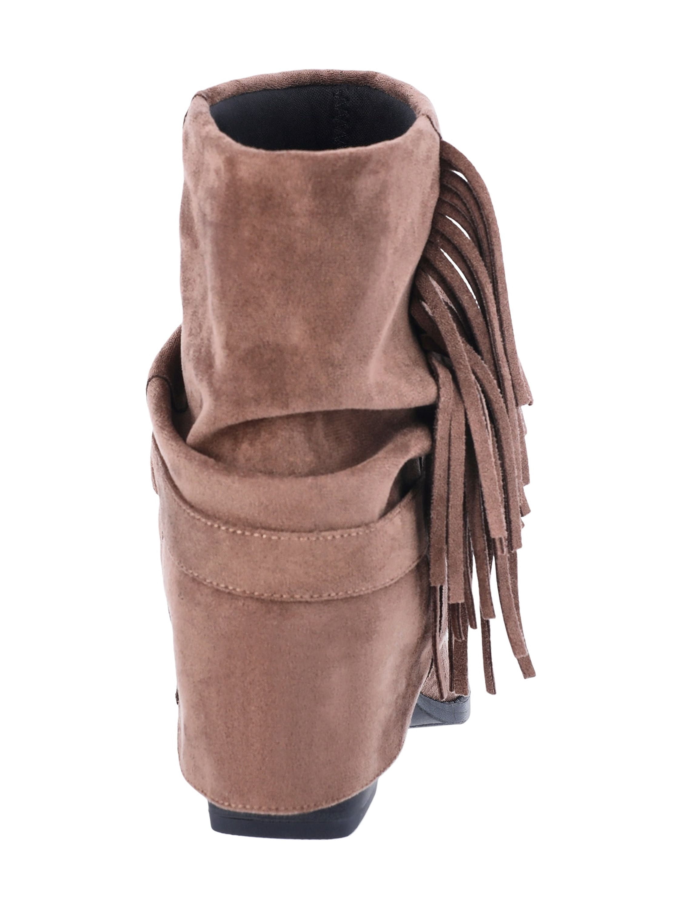 Time and Tru Women's Foldover Slouch Boots with Fringe