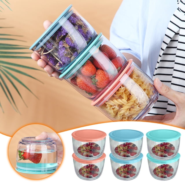 Vacemry 3Pcs Double Layer Rotating Stacked Food Storage Containers, Plastic Sealed Transparent Fresh-Keeping Boxes, Airtight Kitchen Pantry Refrigerator Organization, 2-Piece Set for Leftovers Dry
