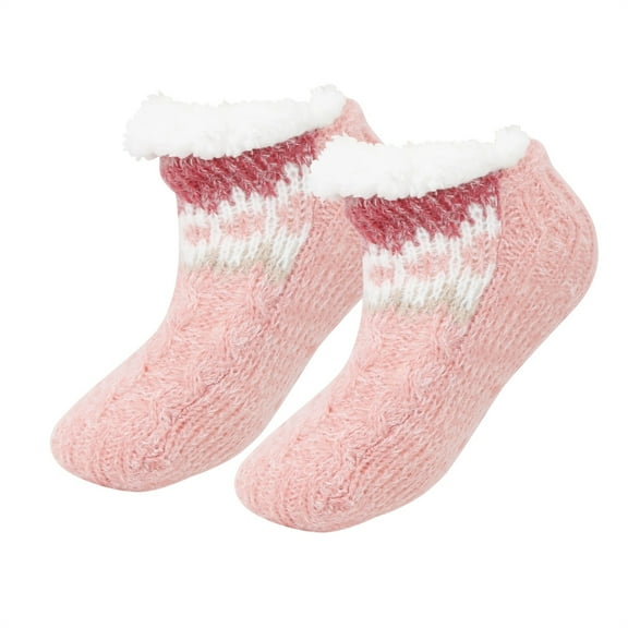OGLCCG Slipper Socks for Women with Grippers Non Slip, Sherpa Lined Slipper Socks Winter Warm Cozy Lined Super Soft Socks
