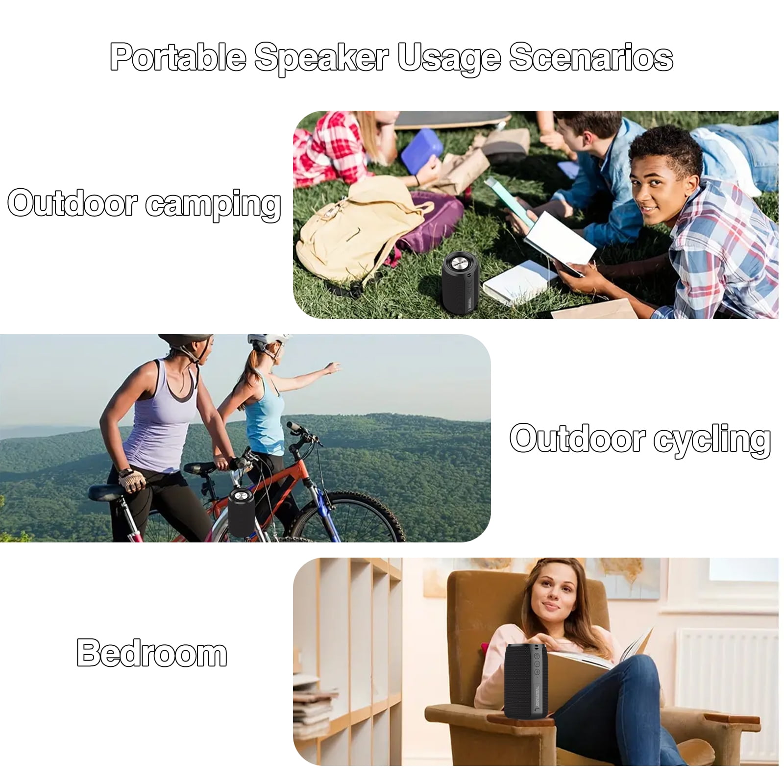 GENAI B26 Portable Bluetooth Speaker — Waterproof IPX6, Deep Bass Stereo, 24H Playtime, TWS Pairing, Compact Travel & Outdoor Wireless Speaker