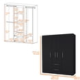 thumbnail image 6 of JERFIT 2 Door Armoire Wardrobe with Hanging Rods, 6 Shelves & 2 Drawers for Bedroom, Black Wood Storage Closet Organizer, 6 of 6