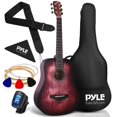 thumbnail image 1 of Pyle - Kit de guitarra acústica, 1/2 tamaño junior, instrumento de cuerda de acero de madera para ni, 1 of 7