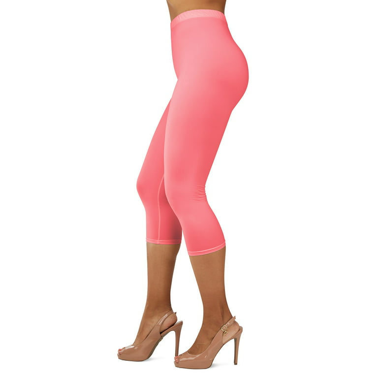 Gilbin Ultra Soft Capri High Waist Leggings for Women-Many Colors -One Size  & Plus Size (Peach 1X-2X)