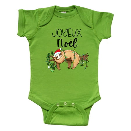 

Inktastic Joyeux Noël- Christmas Sloth Gift Baby Boy or Baby Girl Bodysuit