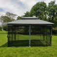 thumbnail image 1 of Outdoor Gazebo 13x10, BTMWAY Waterproof Patio Canopy Gazebo, Outdoor Gazebo with Netting, Double Roof, Soft Top, Metal Frame Patio Canopy for Parties, Lawn, Garden, Backyard, Deck, Gray, R2233, 1 of 11