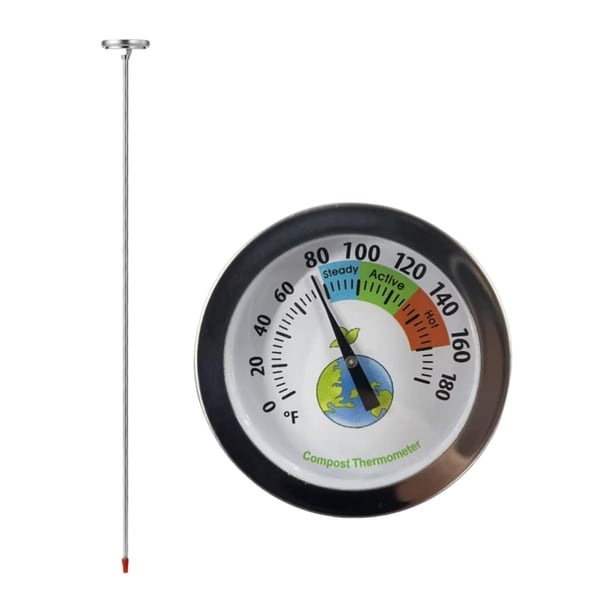 Termómetro para suelo de compost, guía de compostaje con pantalla de temperatura en grados Fahrenheit para invernaderos, jardines y césped.