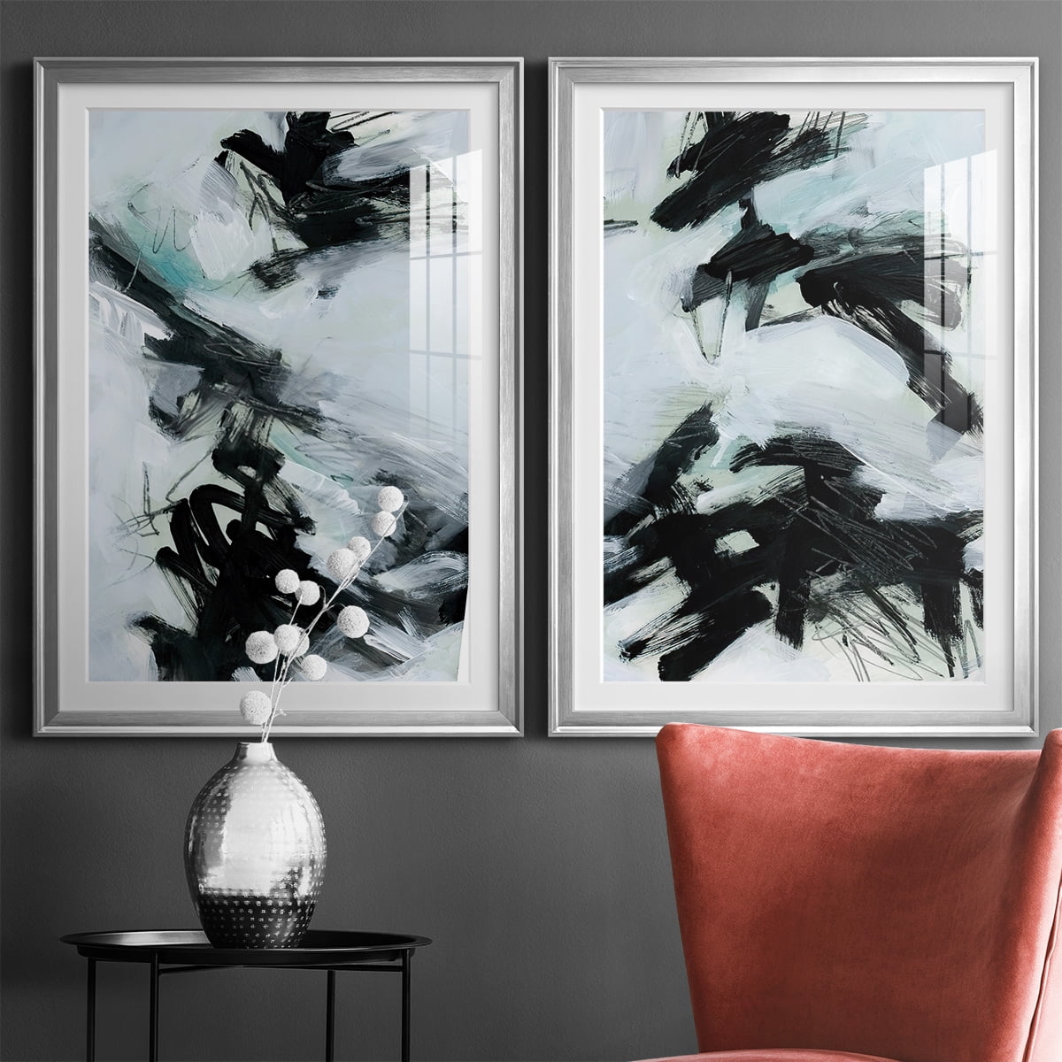 Wexford Home Ocean Current I Premium Framed Print, 30.5" x 42.5" - Ready to Hang, Silver (Set of 2)