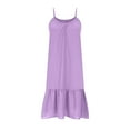 thumbnail image 5 of Women Beach Cover Up Dresses Spaghetti Strap Short Dresses Summer Coverups Casual Flowy Ruffle Hem Sundresses, 5 of 7