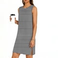 thumbnail image 2 of TaTaai Sleeveless Side Slit Dress Women's Solid Color Round Neck Slip Dress Casual Pullover Lightweight Stretchy Polyester Blend Gift, 2 of 6