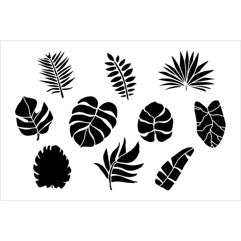 Tropical Leaves Embellishments Stencil by StudioR12 Craft DIY Summer Home Decor Paint Wood Sign Reusable Mylar Template Select Size 12 Inches x 8