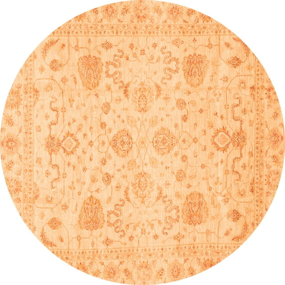 Ahgly Company Indoor Round Oriental Orange Traditional Area Rugs, 6' Round