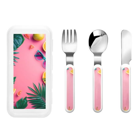 

Kdxio Summer Fruits And Sunglasses Toddler Utensils Set - Kids Silverware Set Set Kids Utensils Set with Case for Preschooler Children