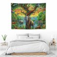 thumbnail image 3 of ONETECH  Forest Animal Tapestry Tropical Rainforest Jungle Giraffe Elephant Ape Monkey Rhino Zebra African Forest Tapestry for Bedroom Living Room, 3 of 7