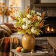 thumbnail image 1 of Fall Decor, 4Pcs 11.8 Inch Artificial Autumn Pumpkin Berry Maple Leaves Stems Picks Vase Decorations For Home Harvest Holiday Halloween Thanksgiving Table Centerpiece Indoor Decor, 1 of 6