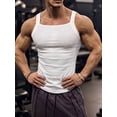 thumbnail image 4 of Men's Square Neck Ribbed Slim Fit Sports Tank Top White M, 4 of 10