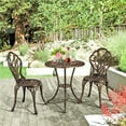 Topeakmart 3pc Aluminium Bistro Table and Chairs Set for Outside