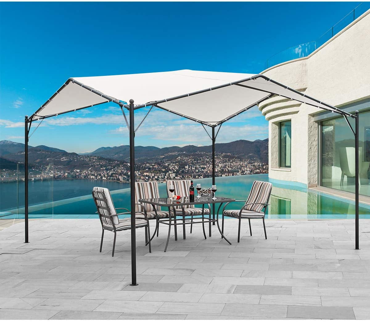 Yoleny 12x12ft Gazebo Canopy Soft Top Gazebo PowderCoated Frame for