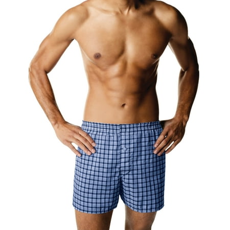 Plaid Woven Boxer Shorts - Mens ComfortBlend Woven Boxer, 4 Pack