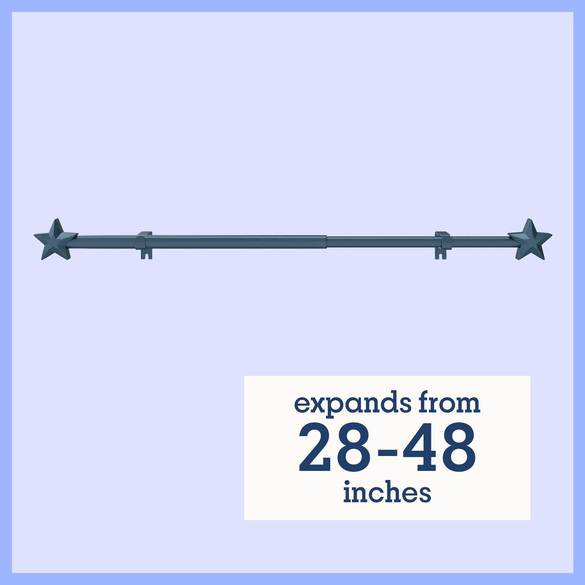 Mainstays Kids 3/4 in Navy Blue Star Adjustable Single Curtain Rod, 28-48 in