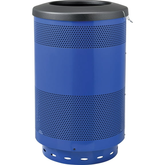 Global Industrial 641314BL 55 gal Perforated Steel Receptacle with Flat Lid - Blue