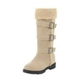thumbnail image 2 of EGNMCR Knee High Boots Women's Splicing Retro Low Heel Round Boots Shoes, 2 of 7