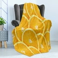 thumbnail image 4 of Orange Soft Flannel Fleece Throw Blanket, Realistic Citrus Fruit of Orange Slices Close up Photography Clean Healthy Eating, Cozy Plush for Indoor and Outdoor Use, 60" x 80", Marigold, by Ambesonne, 4 of 5
