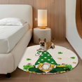 thumbnail image 3 of Round Area Rug 4ft, St. Patrick's Day Gnome Non-Shedding Washable Area Rug, Green Shamrock Retro Linen Non Slip Low-Profile Circle Rugs for Living Room, Bedroom Dining Room, 3 of 9