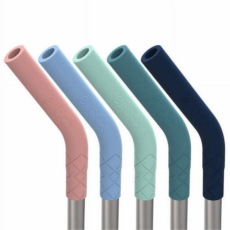 Ello Silicone Tip Stainless Steel Reusable Straws, 26-piece Set 