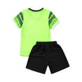 thumbnail image 5 of Haitryli Kids Boys Girls 2 Piece Basketball Football Jersey Athletic T-Shirts Tops with Sweat Shorts Fluorescent Green 3XS, 5 of 7