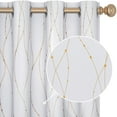 thumbnail image 3 of Deconovo Golden Wave Line with Dots Foil Print Design Grommet Top Blackout Curtains for Girls Room Grayish White 52 x 45 inch Set of 2, 3 of 7