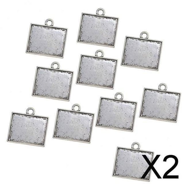 Colgantes de bisel de cabujón,Base de camafeo colgante de plata antigua,Engaste de cabujón colgante de bisel en ,Bandejas de bisel para hacer joyas y manualidades,Suministros 2 piezas