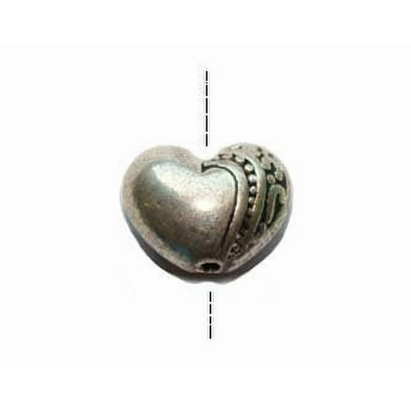 7x9.5mm Pack Of 20 Pcs Bali Style Pewter Heart Beads For Jewelry Making