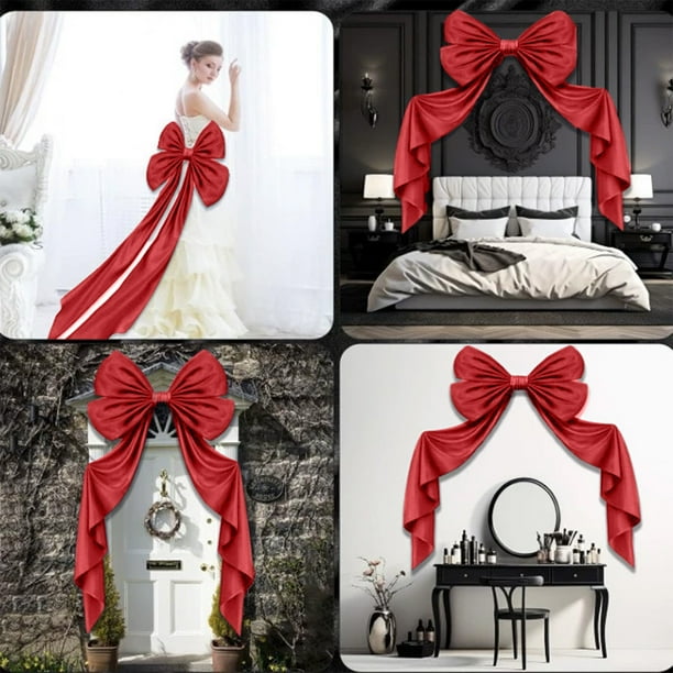 Adorno Navideño con Lazo Extragrande | Decoración Navideña Grande de Nailon y Licra | Blanco, Rojo, Negro, Azul y Rosa | Decoración para Interiores y Exteriores, Bodas, Fiestas y El Hogar | Adorno Fe