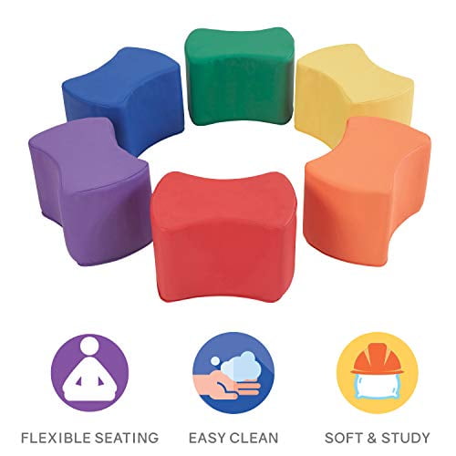 SoftScape Tabouret Papillon Ensemble de Sièges Modulaires pour les Tout-Petits et les Enfants, Sièges Flexibles Colorés pour les Salles de Classe et les Garderies (6 Pièces) - Assortis