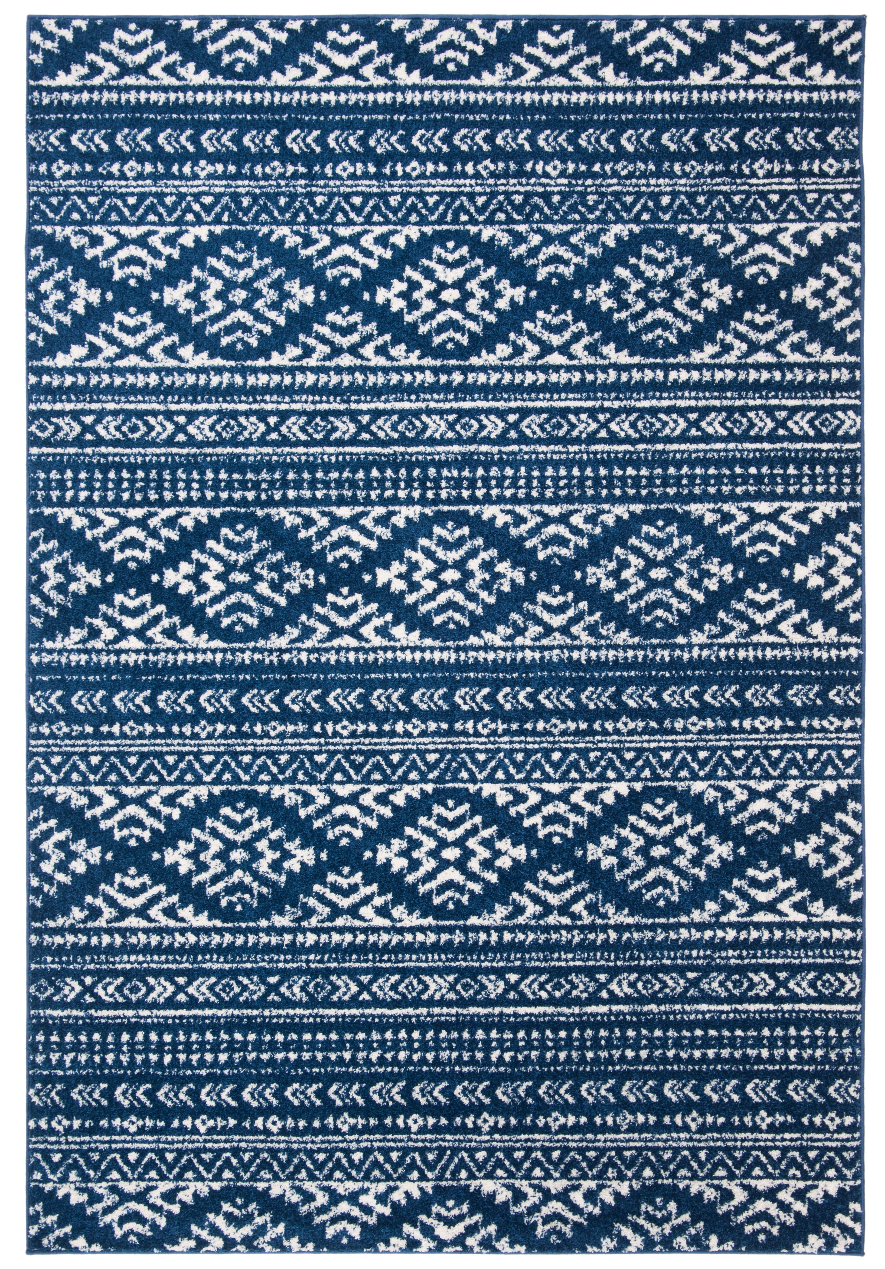 SAFAVIEH Tulum Lakisha Southwestern Area Rug, Navy/Ivory, 6' x 9'